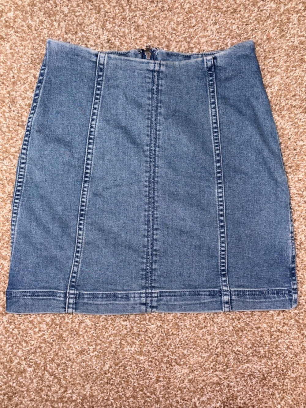 Free People Blue Panel Denim Mini Skirt